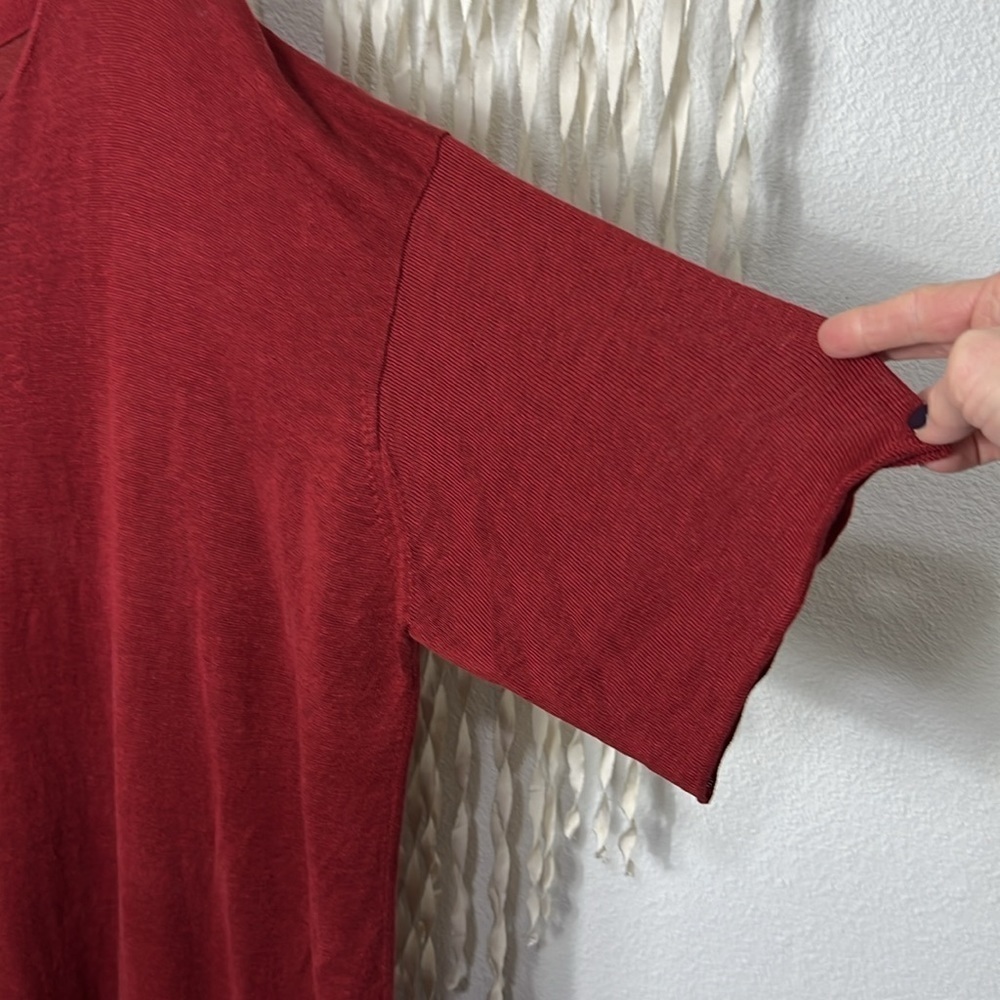 Eskandar Rust Linen Tunic Length Drop Sleeve Top - image 6